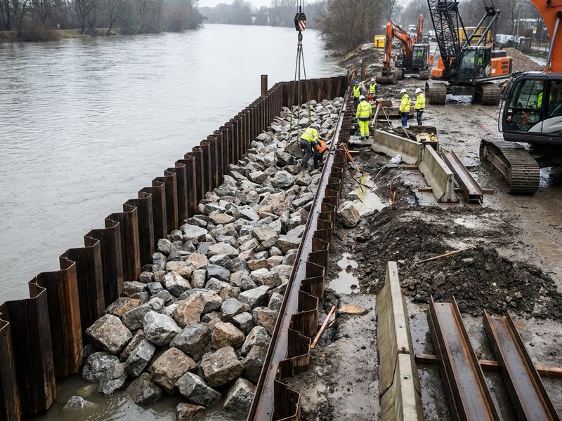 Uferbefestigung mit Wasserbausteinen